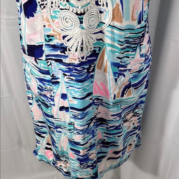 LILLY PULITZER NAUTICAL PINK BLUE DRESS SZ 8 - Picture 5 of 10